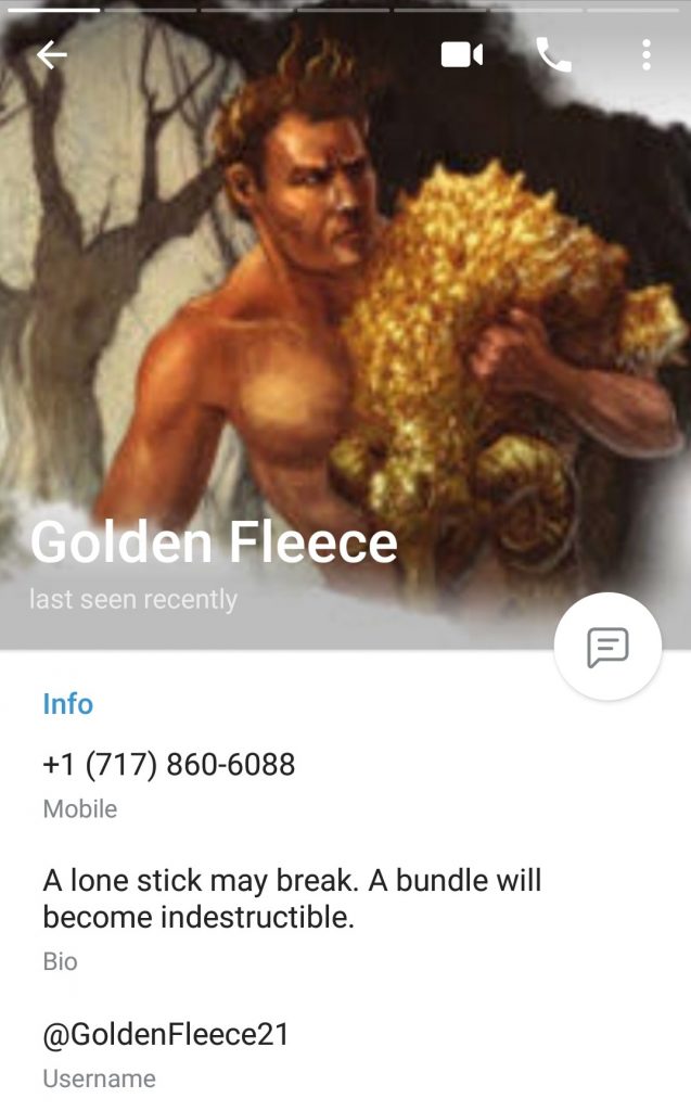 1 Andrew Sciulli Golden Fleece Telegram profile