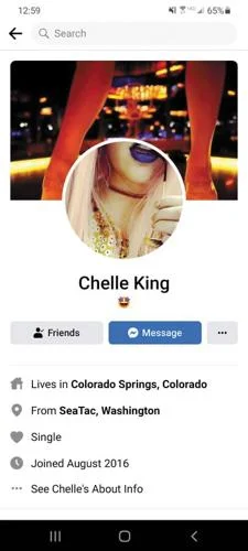 Officer April Rogers' Facebook account using the alias Chelle King